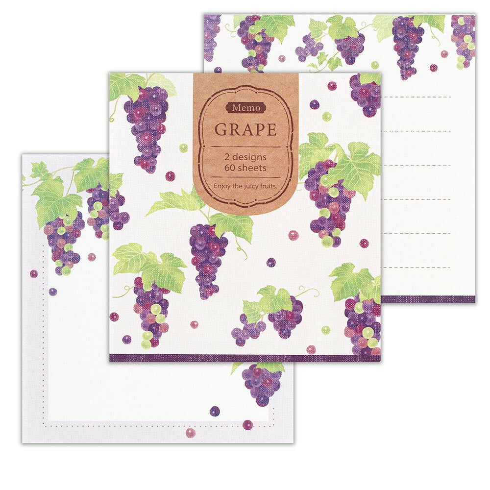 Fruity Japanese Memo Pad Set – Kiwi, Grape & Lemon