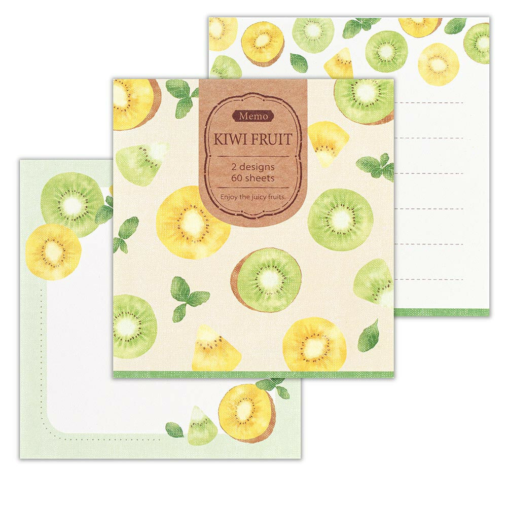 Fruity Japanese Memo Pad Set – Kiwi, Grape & Lemon