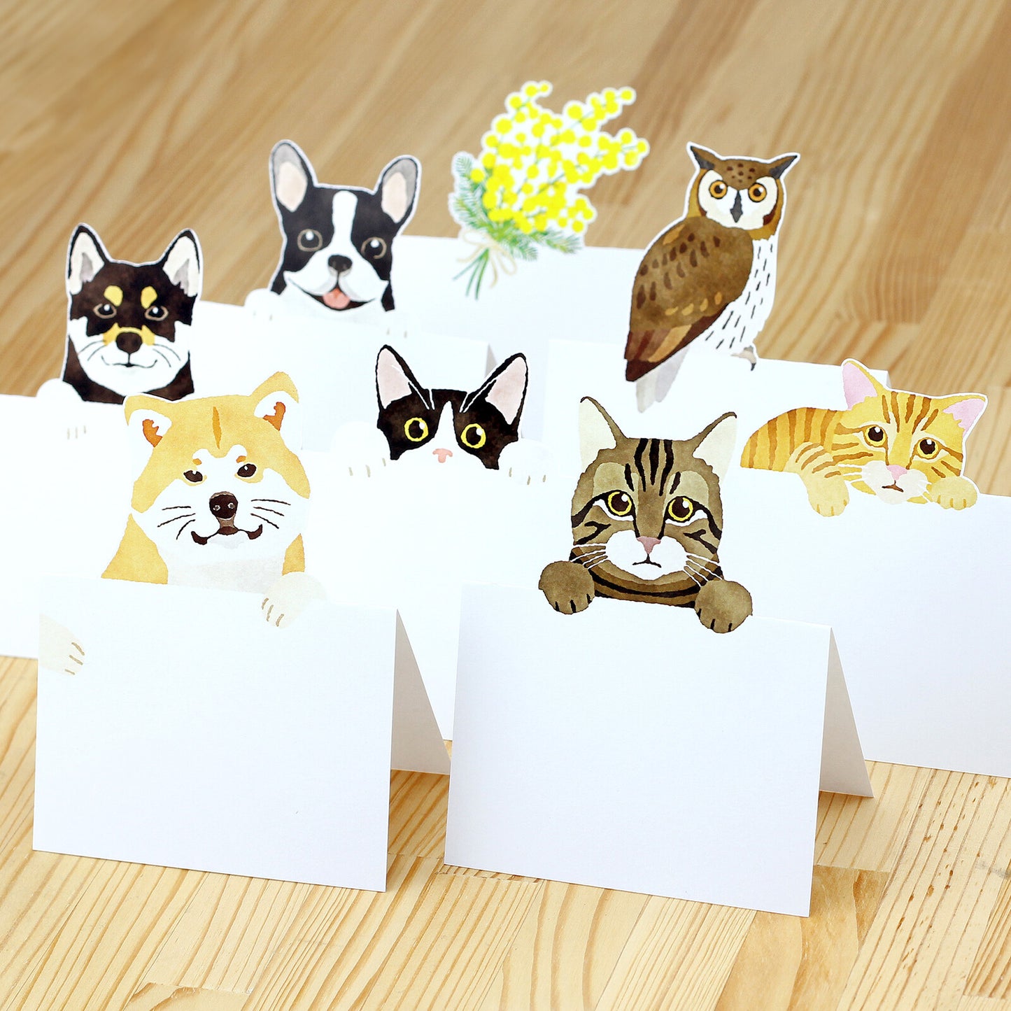 Japanese Cat Die-Cut Stand Message Pad Set – Tabby & Hachiware Cats