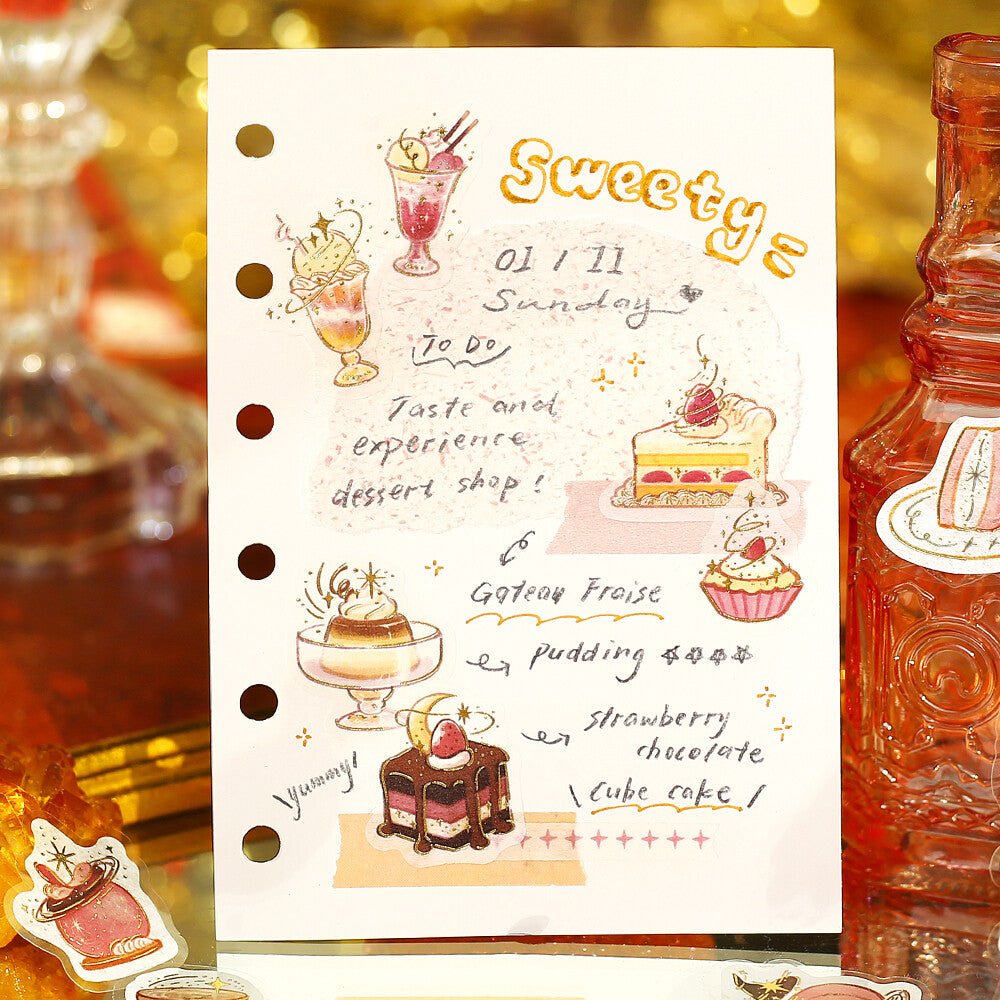Kawaii Magic Cafe Flake Sticker Set – Japanese Dessert Stickers