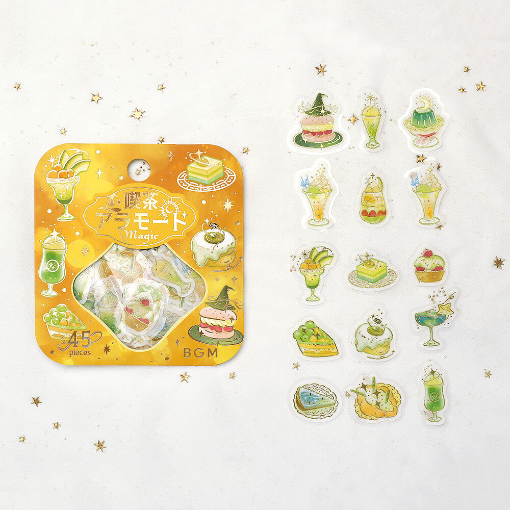 Kawaii Magic Cafe Flake Sticker Set – Japanese Dessert Stickers