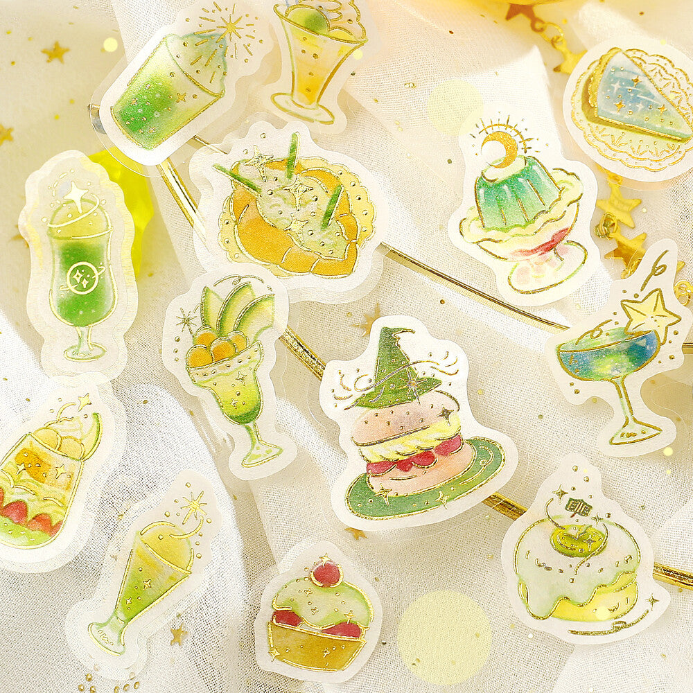 Kawaii Magic Cafe Flake Sticker Set – Japanese Dessert Stickers