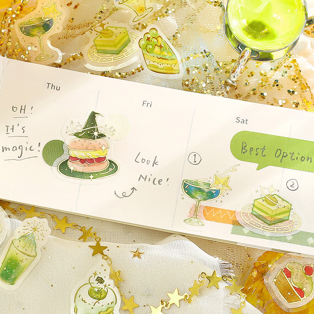 Kawaii Magic Cafe Flake Sticker Set – Japanese Dessert Stickers