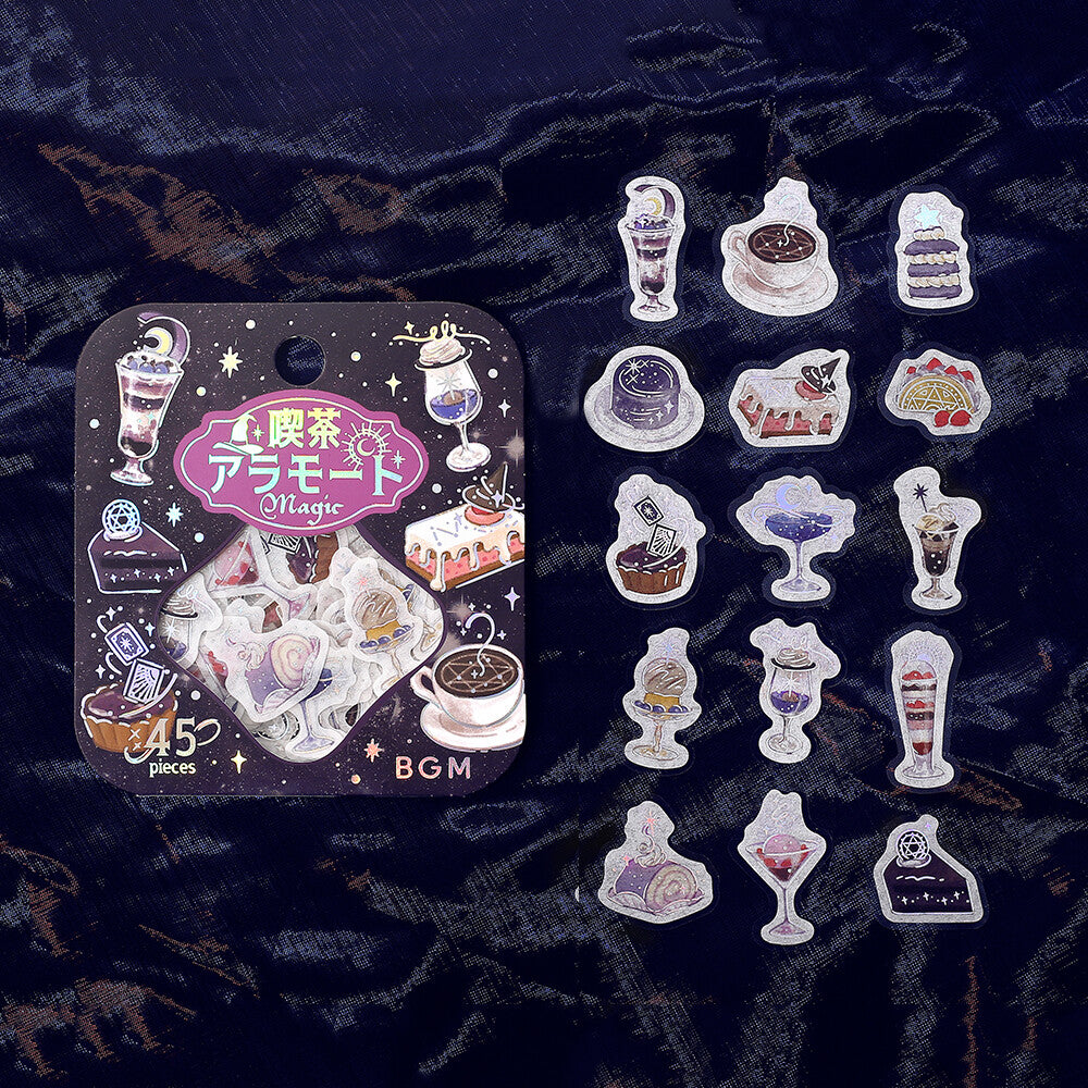 Kawaii Magic Cafe Flake Sticker Set – Japanese Dessert Stickers