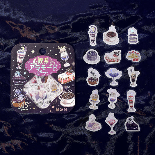 Kawaii Magic Cafe Flake Sticker Set – Japanese Dessert Stickers