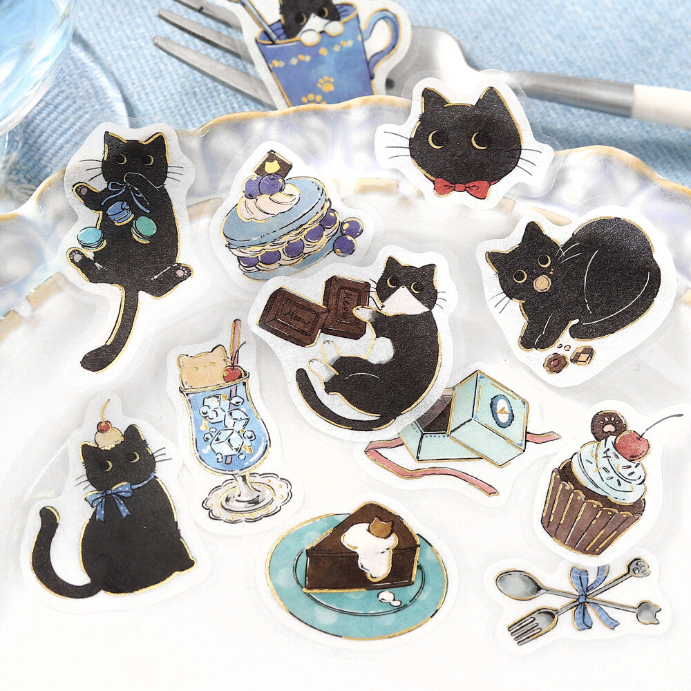 Kawaii Japanese Cat Cafe Flake Sticker Set – 180 Pieces