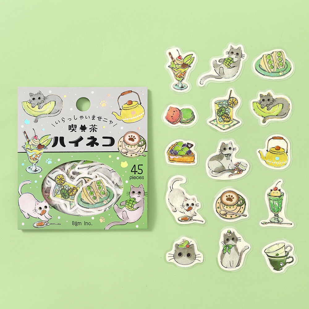 Kawaii Japanese Cat Cafe Flake Sticker Set – 180 Pieces