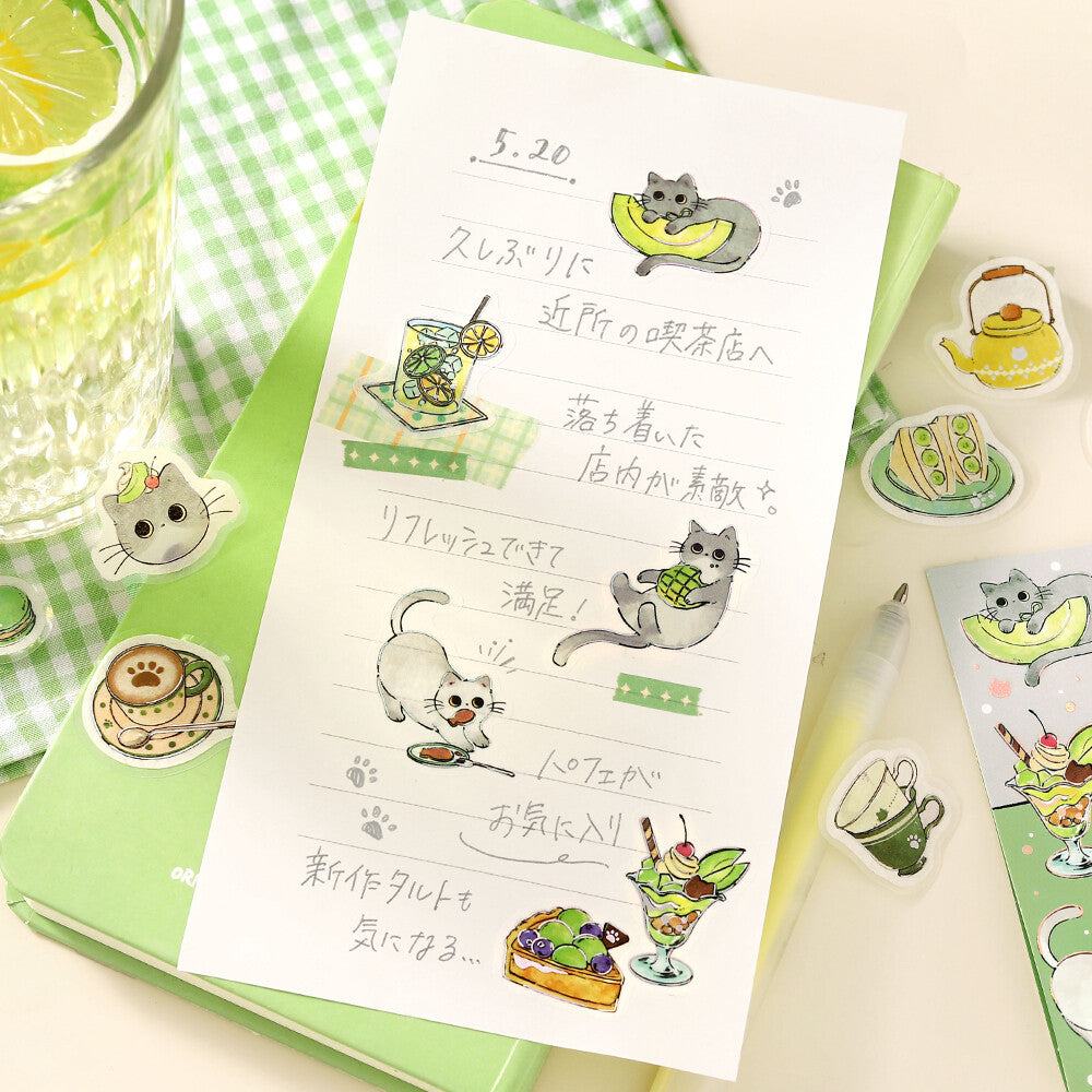 Kawaii Japanese Cat Cafe Flake Sticker Set – 180 Pieces