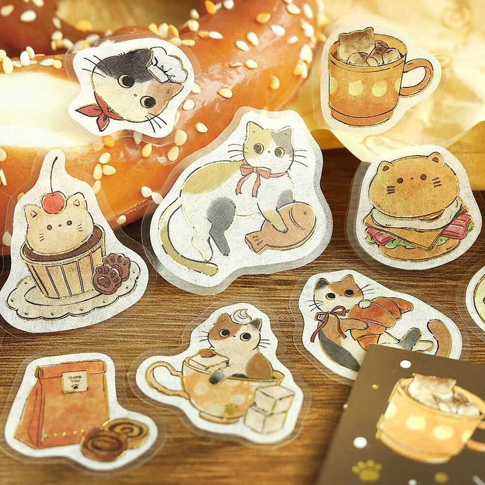 Kawaii Japanese Cat Cafe Flake Sticker Set – 180 Pieces