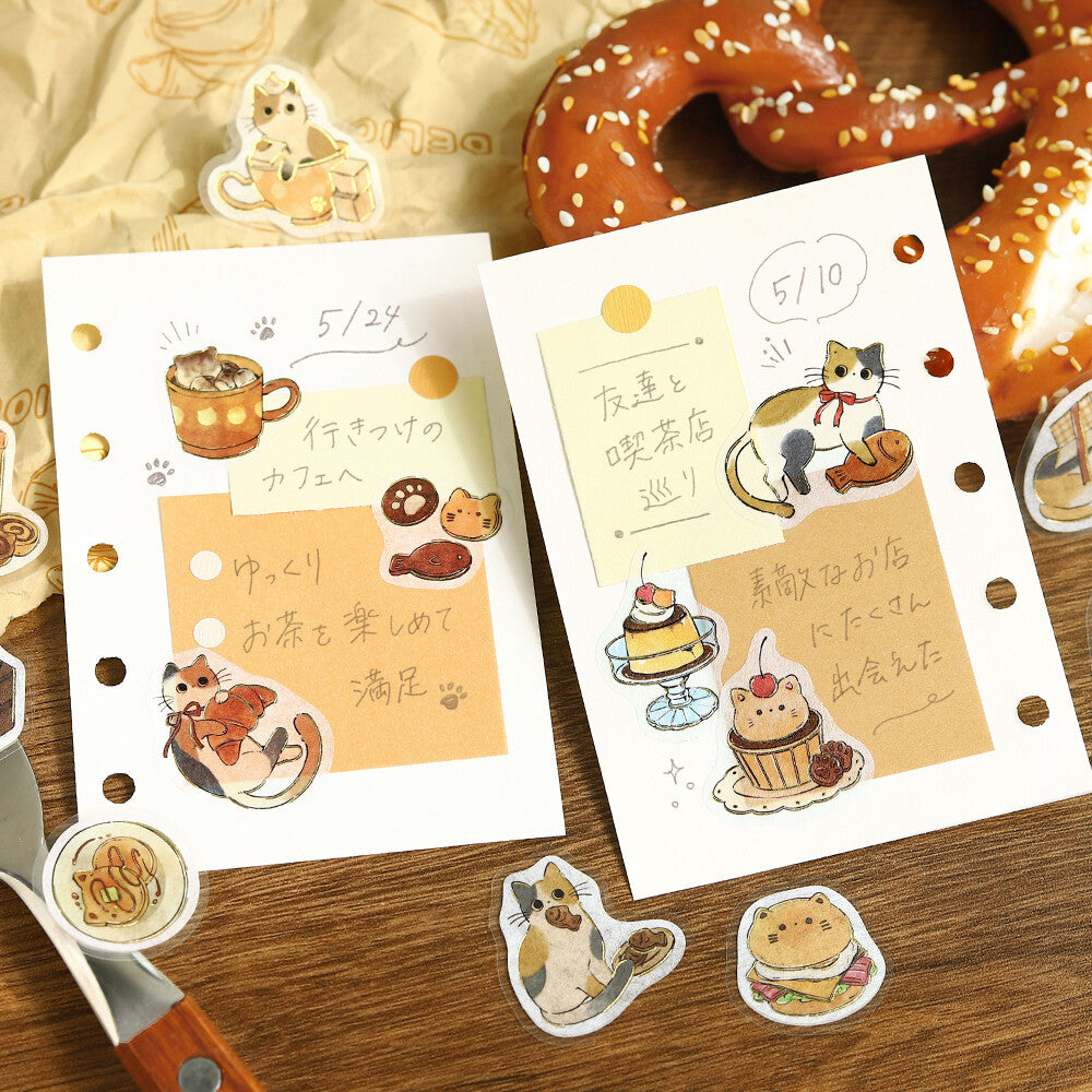 Kawaii Japanese Cat Cafe Flake Sticker Set – 180 Pieces