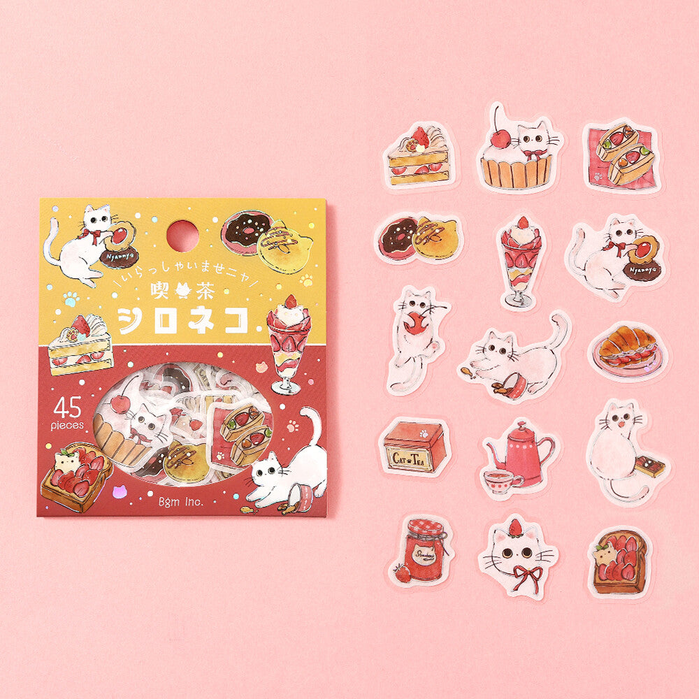 Kawaii Japanese Cat Cafe Flake Sticker Set – 180 Pieces
