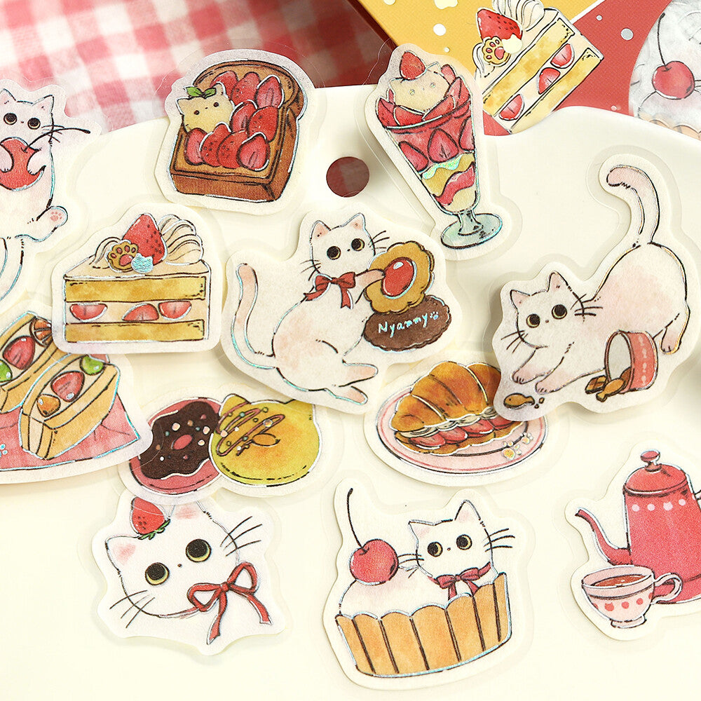 Kawaii Japanese Cat Cafe Flake Sticker Set – 180 Pieces
