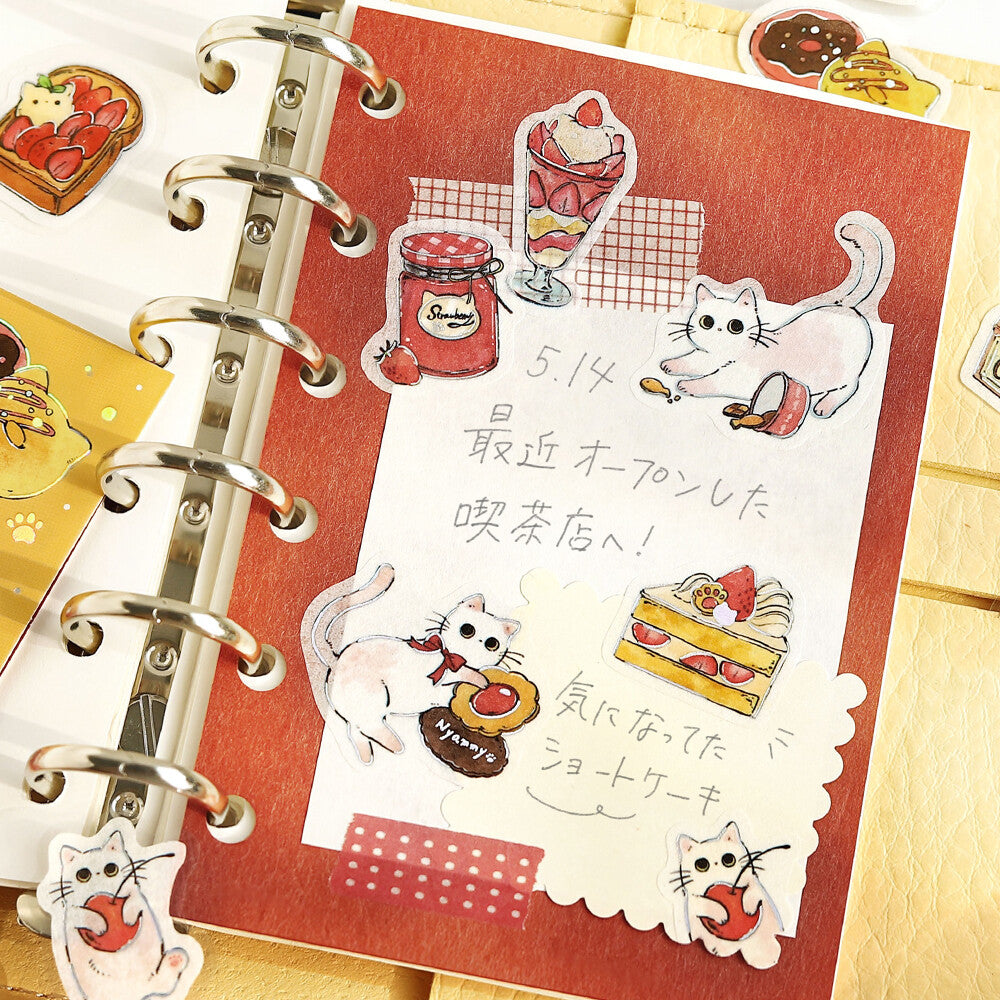 Kawaii Japanese Cat Cafe Flake Sticker Set – 180 Pieces
