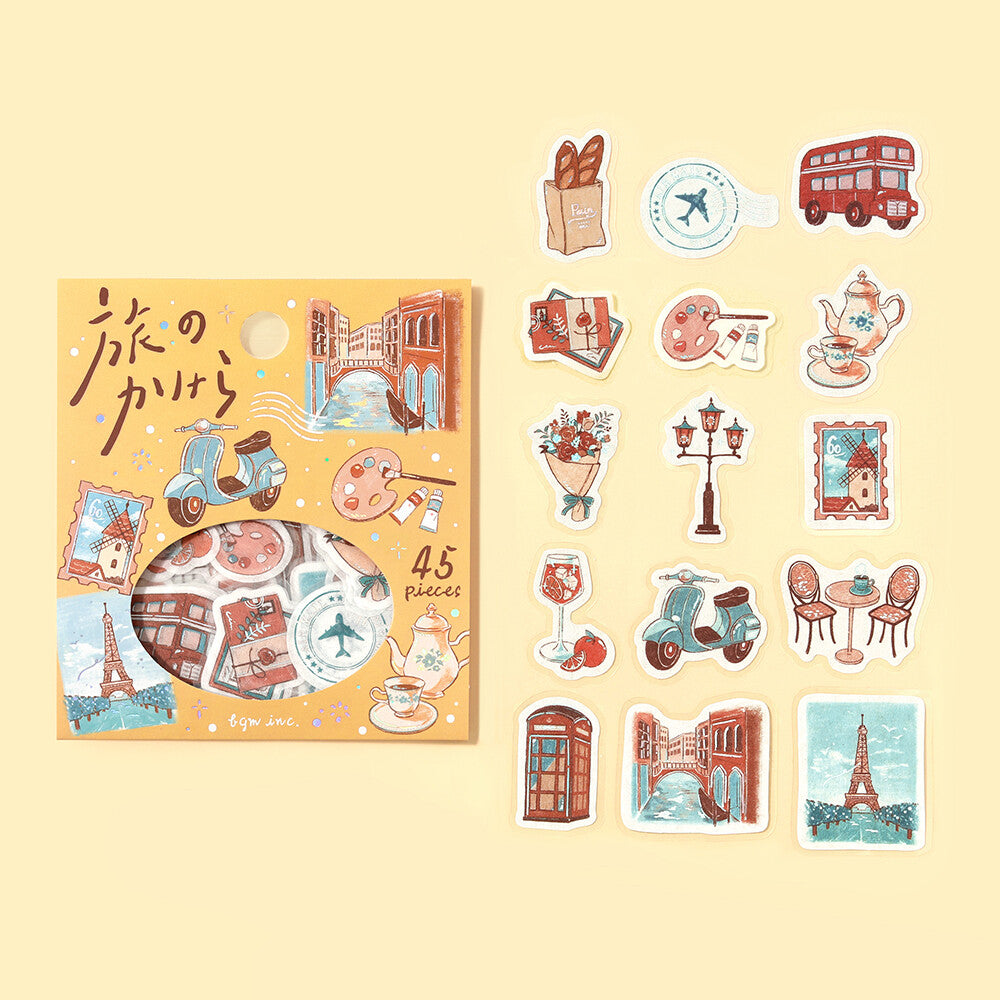 Vintage Travel Flake Sticker Set – Japanese Journaling Stickers