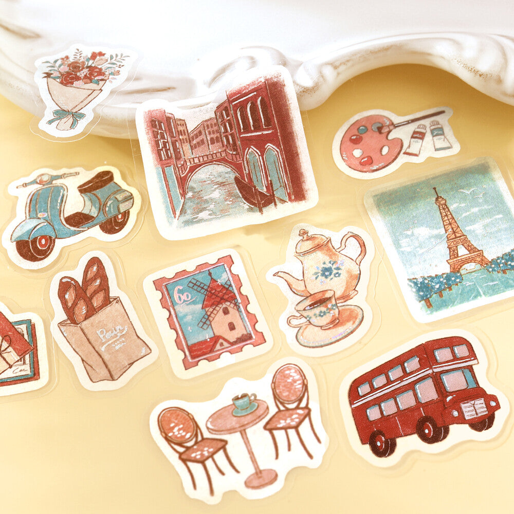 Vintage Travel Flake Sticker Set – Japanese Journaling Stickers