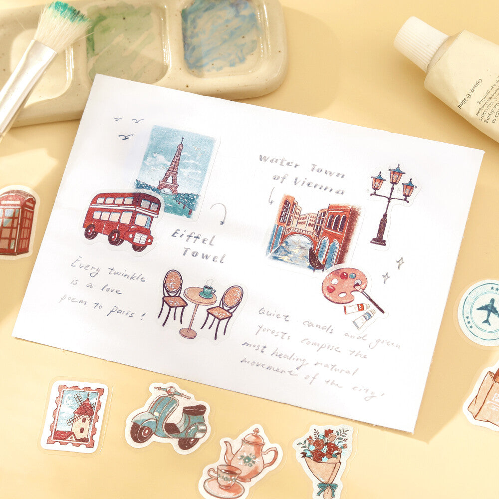 Vintage Travel Flake Sticker Set – Japanese Journaling Stickers