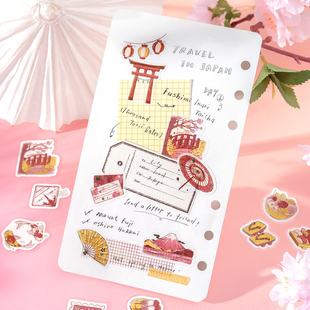 Vintage Travel Flake Sticker Set – Japanese Journaling Stickers