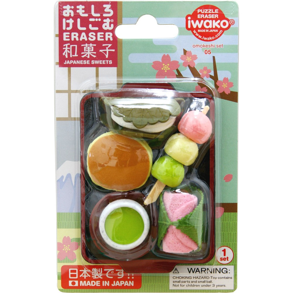 IWAKO Japanese Puzzle Eraser Set – Shrine, Sushi & Wagashi (3 Packs)