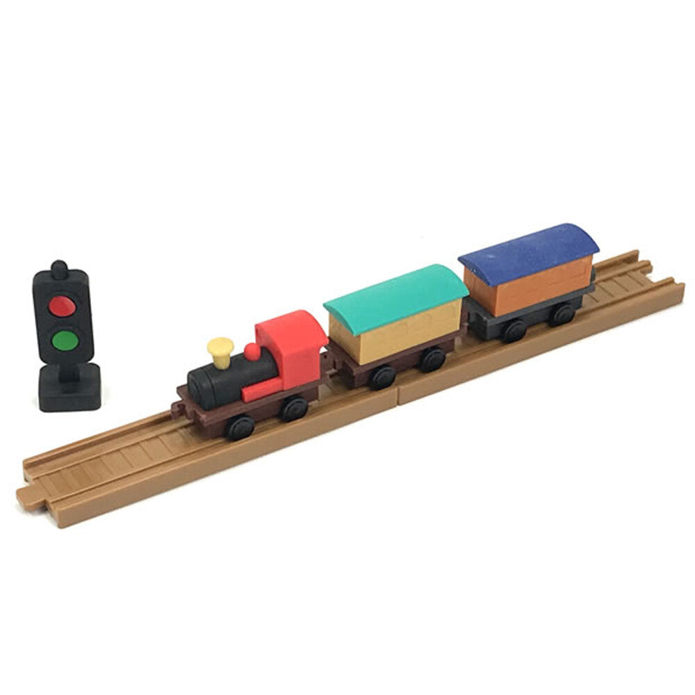 IWAKO Japanese Puzzle Eraser Set – Locomotive Train & Trailer Truck (2 Packs)