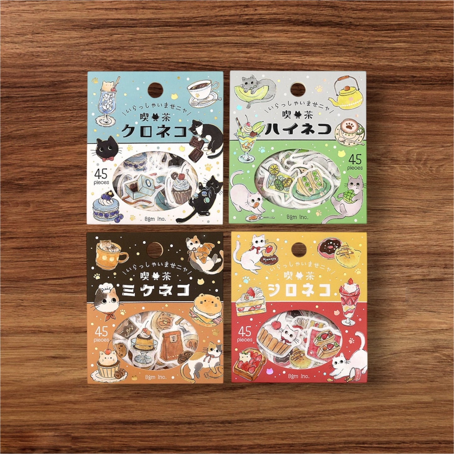 Kawaii Japanese Cat Cafe Flake Sticker Set – 180 Pieces