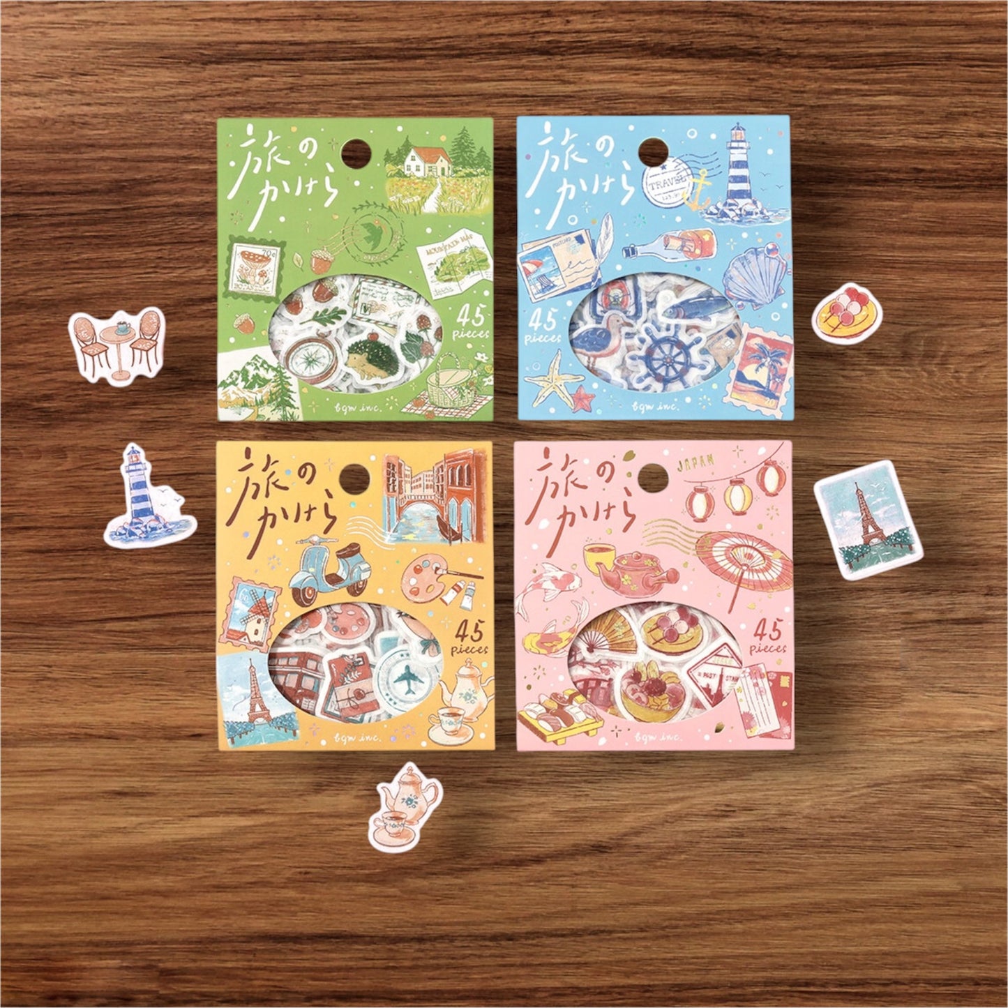 Vintage Travel Flake Sticker Set – Japanese Journaling Stickers