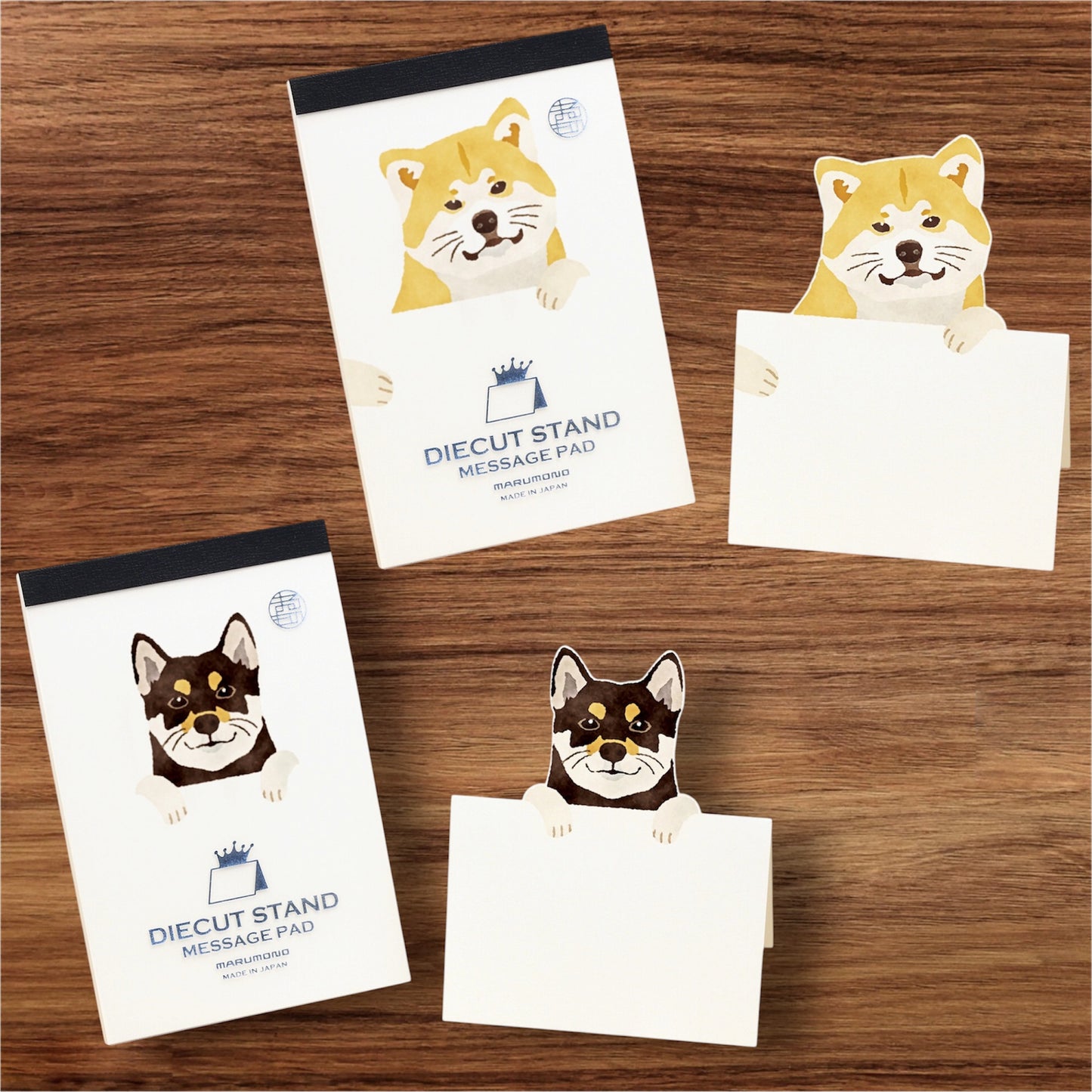 Japanese Dog Die-Cut Stand Message Pad Set – Shiba Inu & Akita Inu